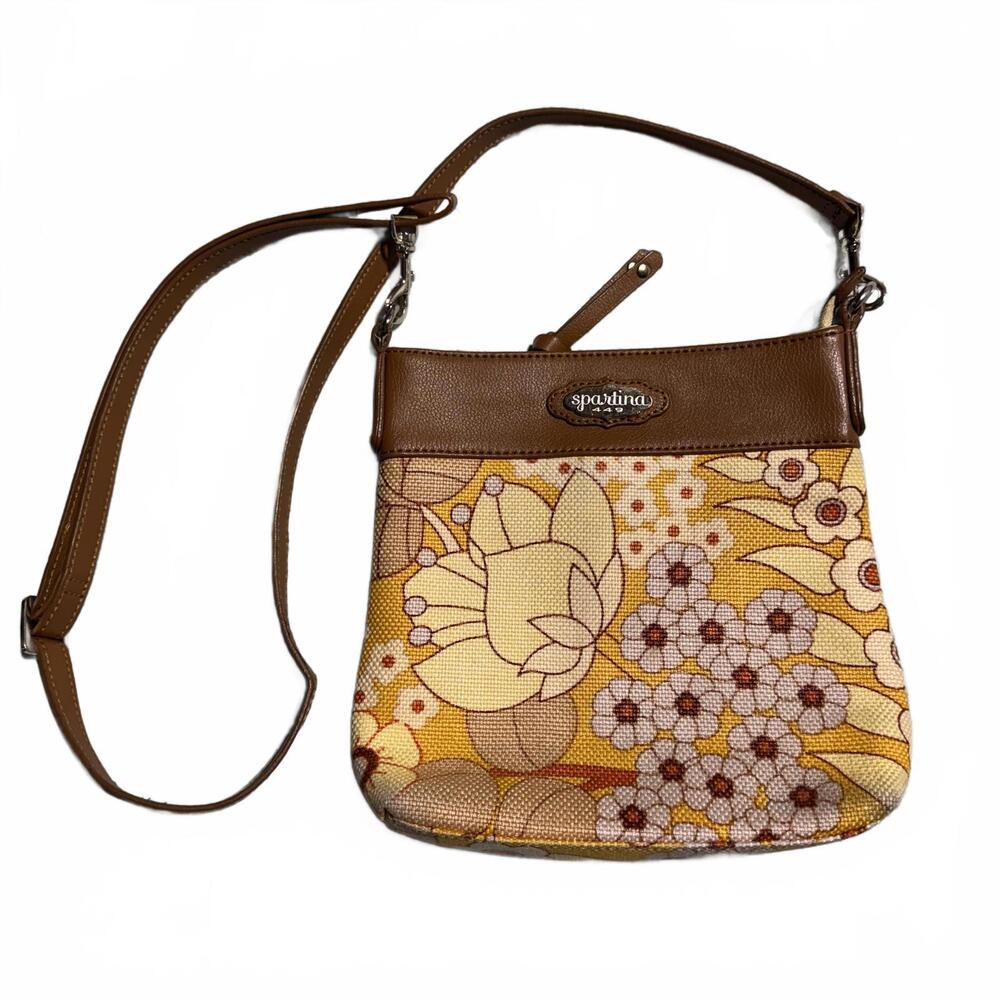 Spartina Floral Pattern Brown Shoulder Crossbody Bag